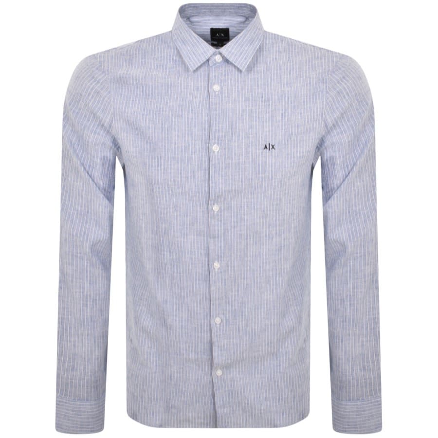 人気大割引 Sleeve Long Exchange Armani Striped Mainline | Blue Shirt トップス
